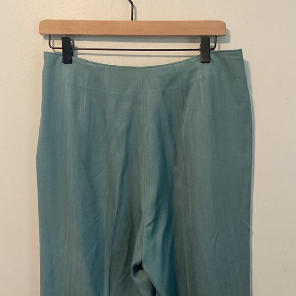 Tommy Bahama Sea Blue Green Vintage Wide Leg 100% Silk Lightweight Pants Size 10 - Picture 6 of 9